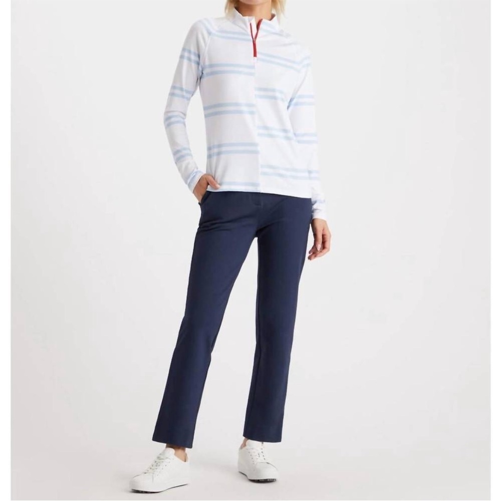 G/FORE White Top with Blue Stripes and Red Accent Pullover - Picture 2 of 7
